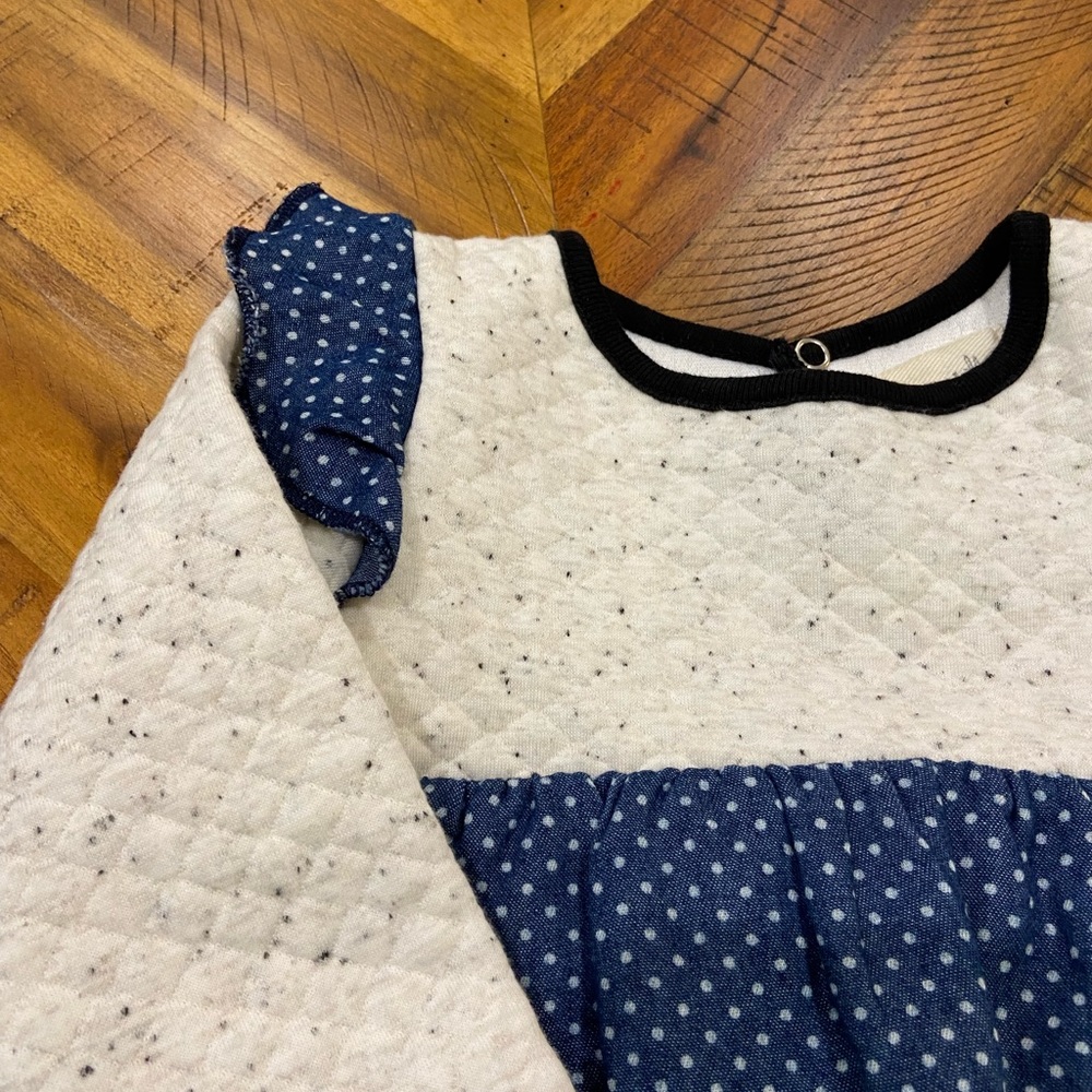 Miki Miette Quilted and Denim Polka dot Dress - Picture 3 of 5